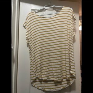 Green Envelope yellow & white striped shirt. Size XL